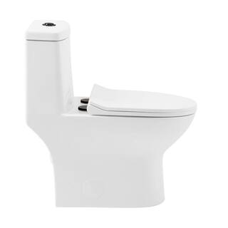 Swiss Madison Ivy 1-piece 1.11.6 GPF Dual Flush Elongated Toilet in Glossy White with Black Hardware Seat Included SM-1T112HB