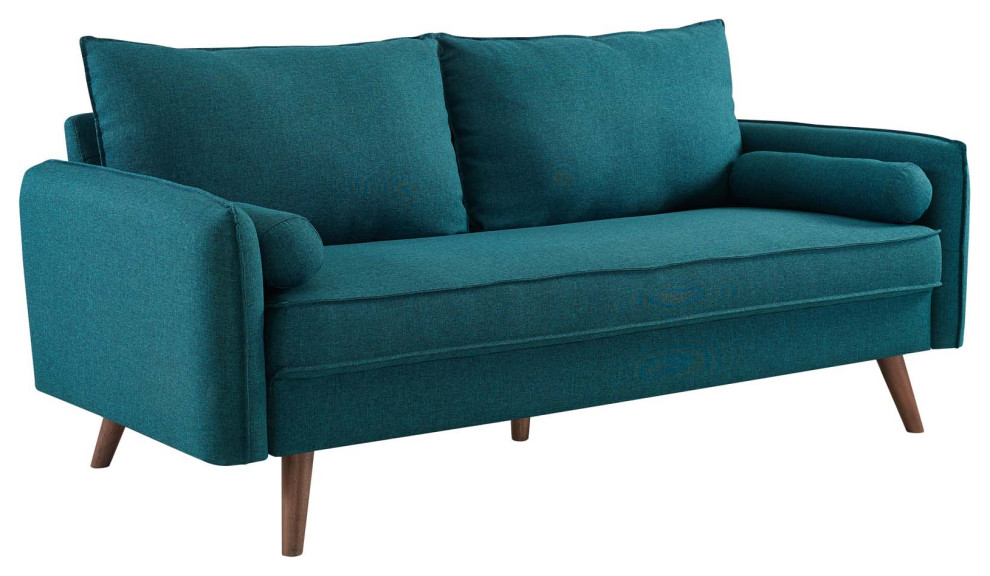 Revive Upholstered Fabric Sofa and Loveseat Set   Teal   Modern   Sectional Sofas   by House Bound  Houzz