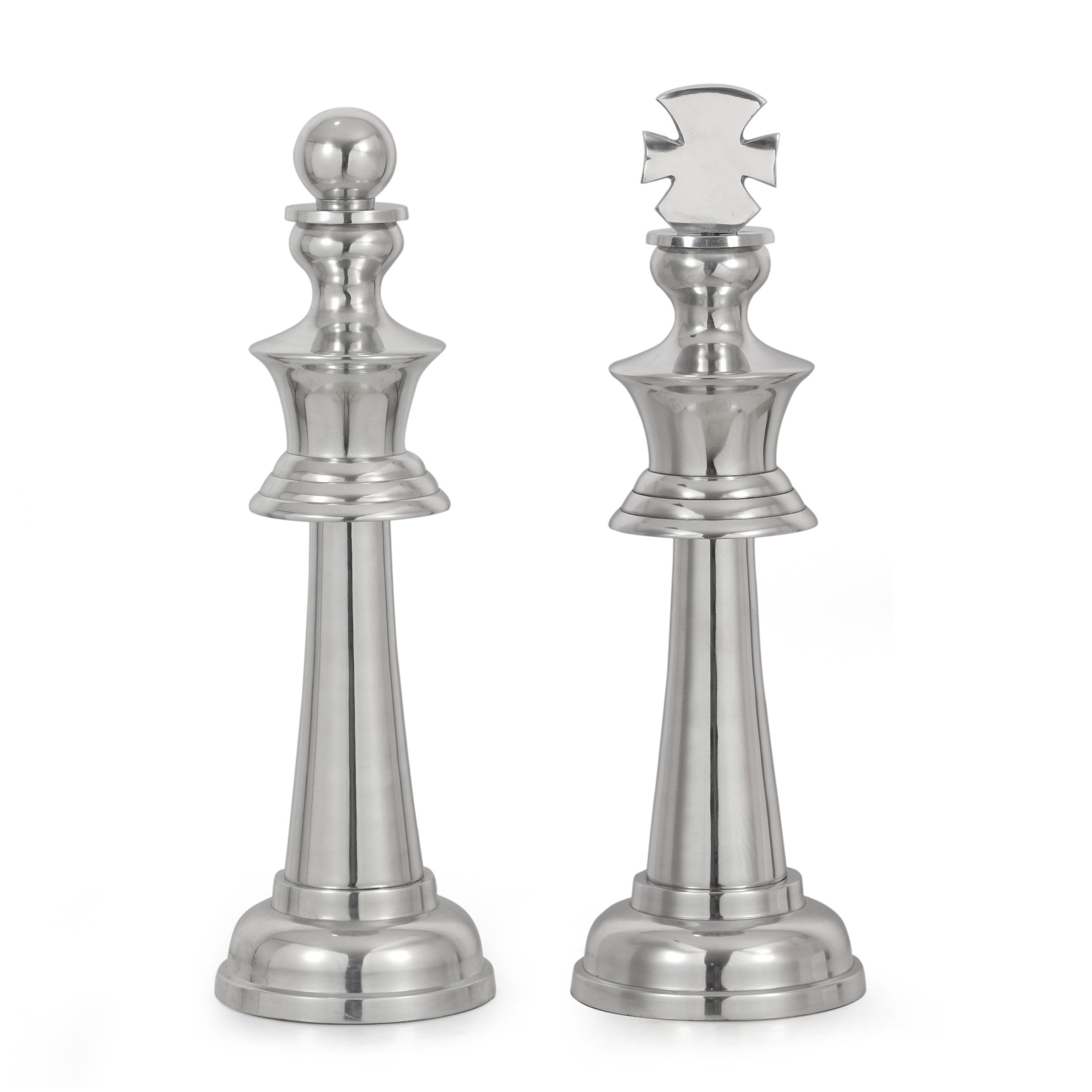 Wadley Handcrafted Aluminum Decorative Chess Pieces, Set of 2