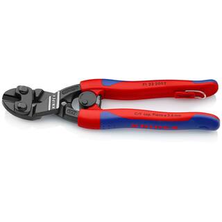 KNIPEX 8 in. Angled CoBolt Mini Bolt Cutters with Opening Spring Locking Lever Comfort Grips and Tether Attachment 71 22 200 T BKA