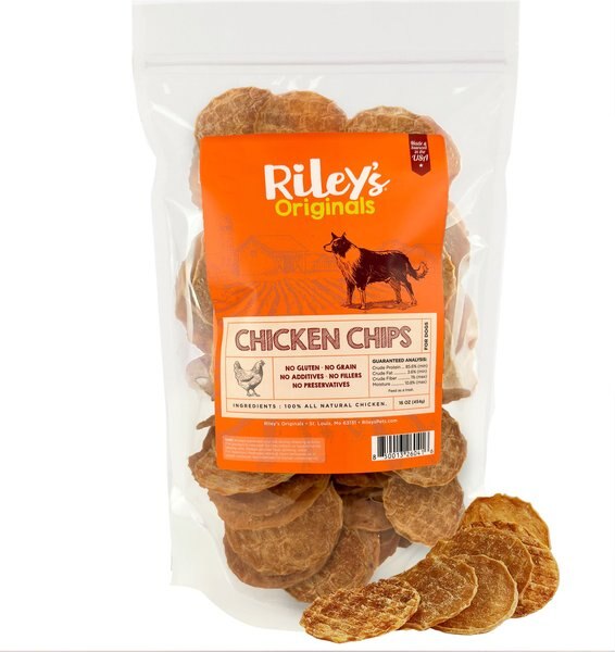 Riley's Originals All Natural Waffles Chicken Chips Flavored Jerky Dog Treats， 16-oz bag