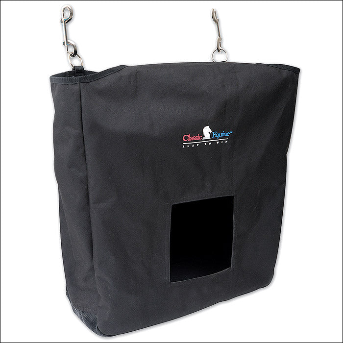 15BK Black Classic Equine Basic Horse Tack Double Snap Hay Bag