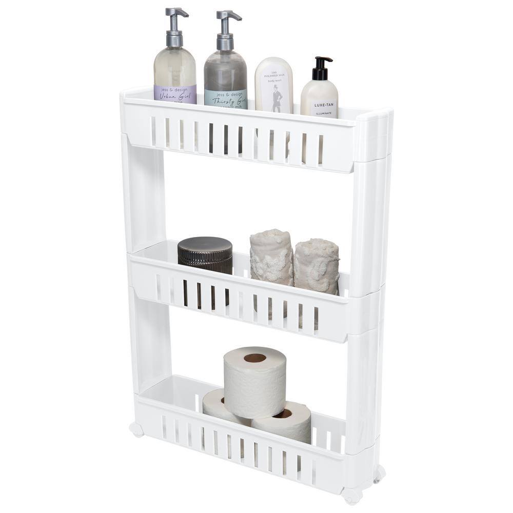 Kitchen Details 3 Tier Slim Slide Out Storage Cart in White 22983-WHITE