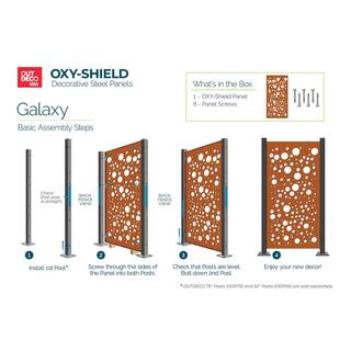 OUTDECO Galaxy 3 ft. x 6 ft. Oxy-Shield Corten Steel Decorative Screen Panel in Rust with 6-Screws OXY003