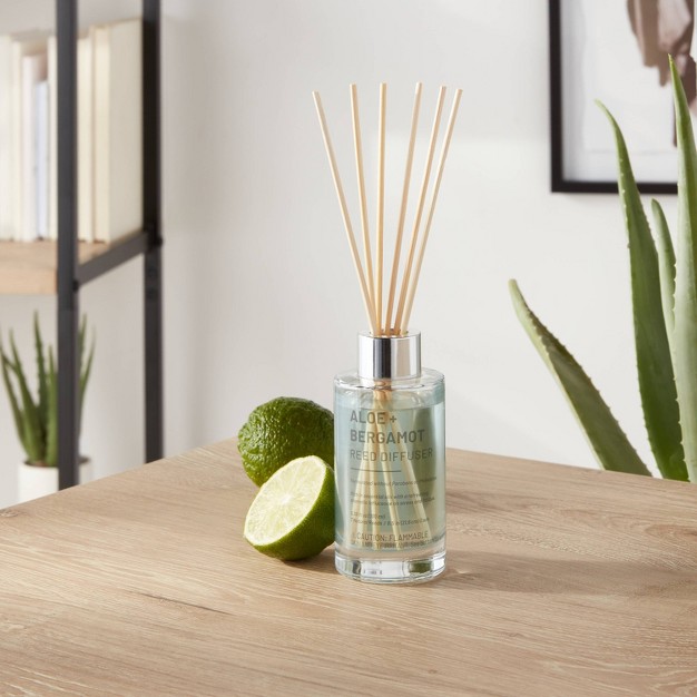 100ml Glass Reed Diffuser Aloe amp Bergamot Light Mint Green