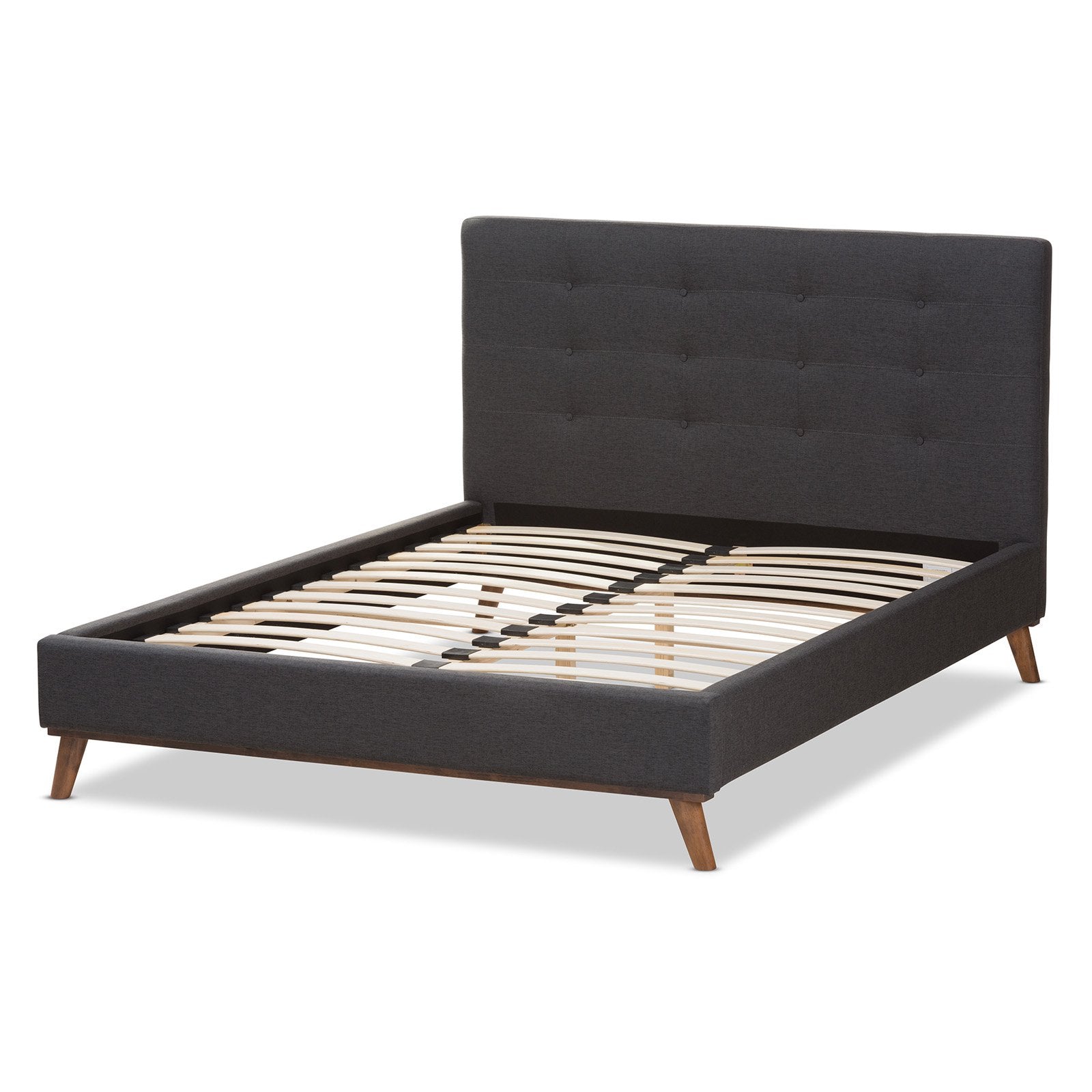 Baxton Studio Valencia Mid-Century Modern Fabric Full Size Platform Bed, Multiple Colors