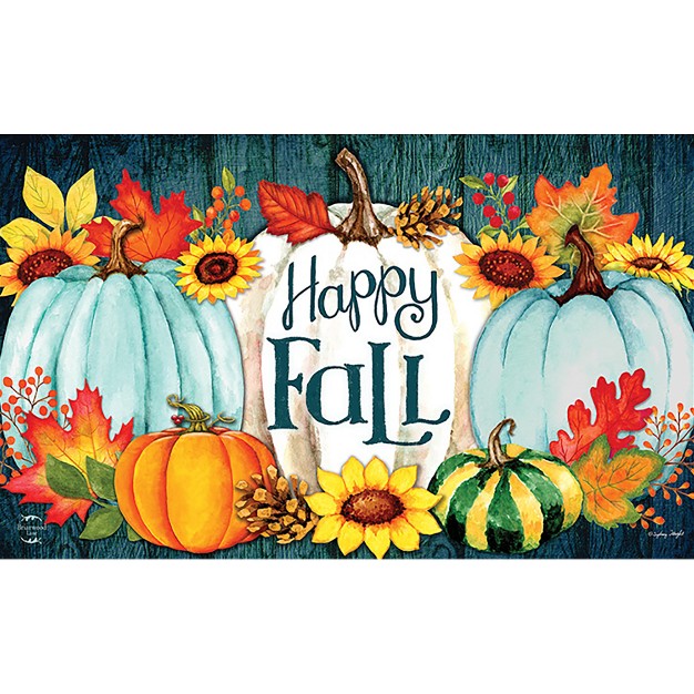 Briarwood Lane Happy Fall Pumpkins Primitive Doormat Autumn Leave