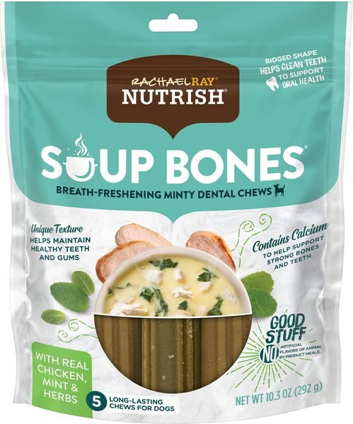 Rachael Ray Nutrish Soup Bones Breath-Freshening Minty w/Real Chicken Dog Dental Chews Treat