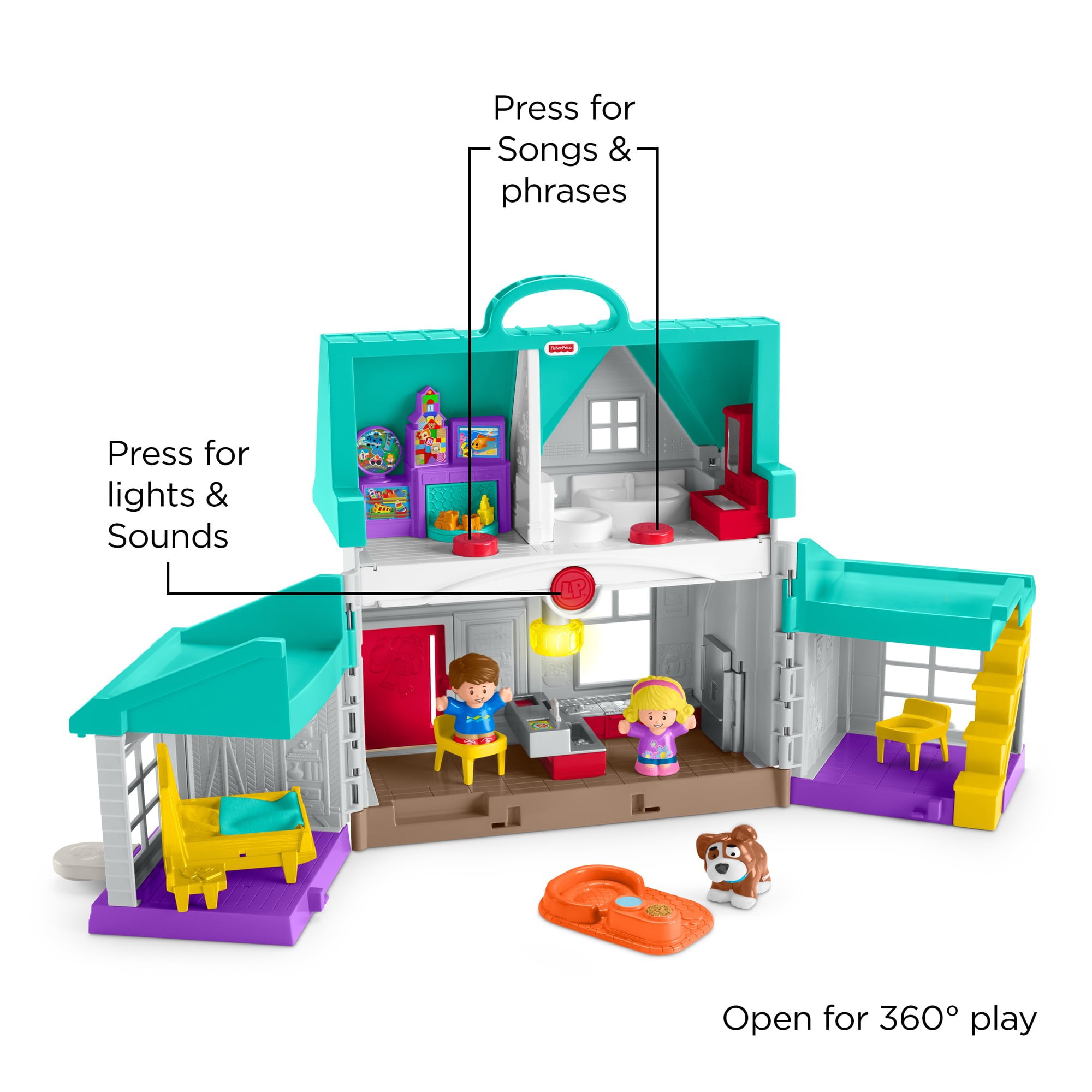Fisher-Price Little People Toddler Playhouse, Big Helpers Home Electronic Playset, 7 Play Pieces