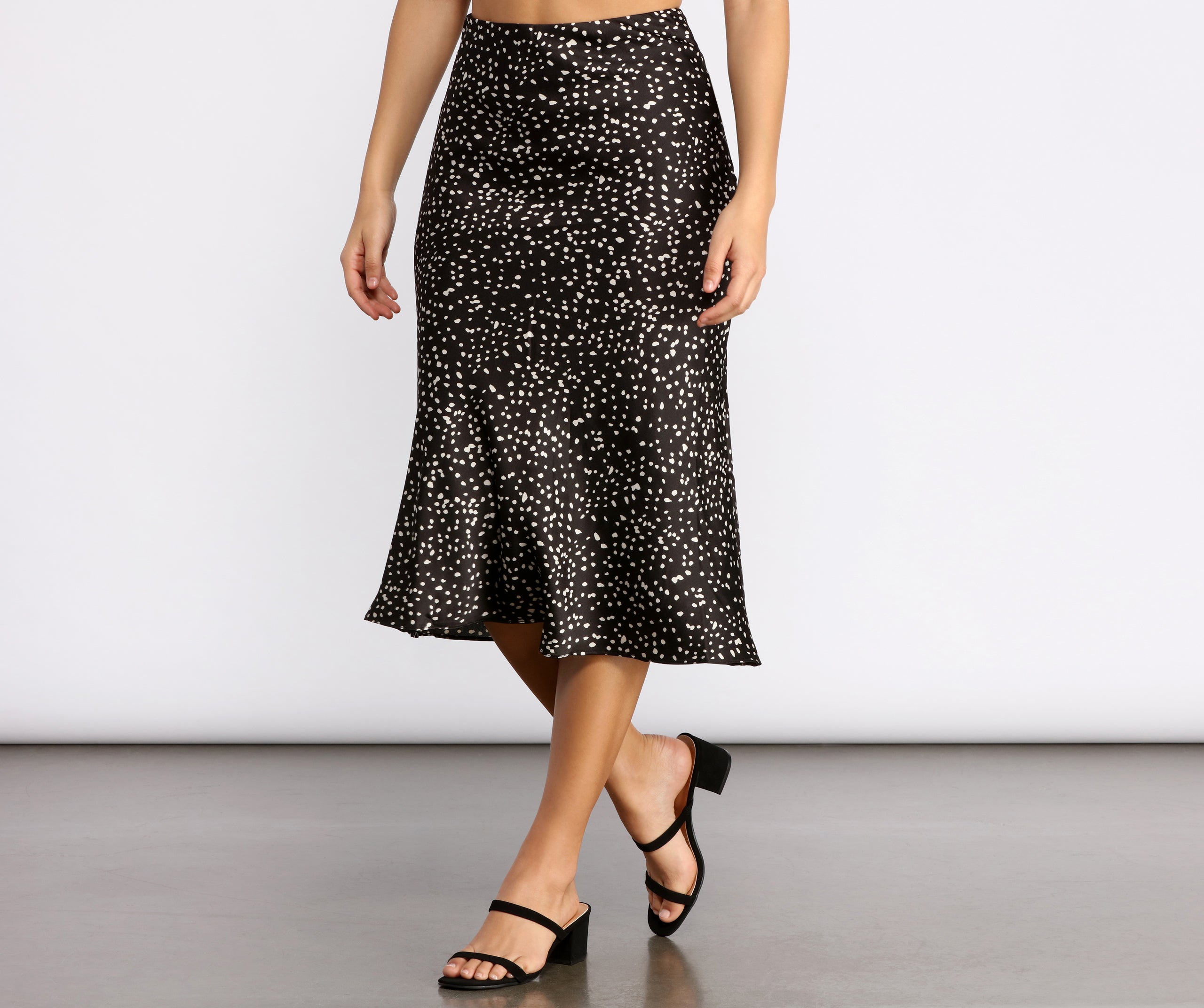 Dotted Darling Satin Flare Skirt