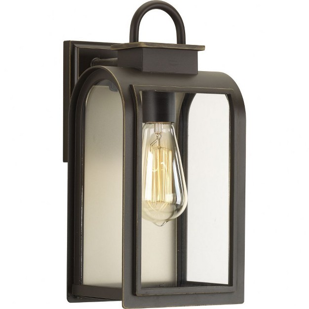 Progress Lighting Refuge 1 light Outdoor Wall Lantern Oil Rubbed Bronze Clear Glass Umber Reflector Panel