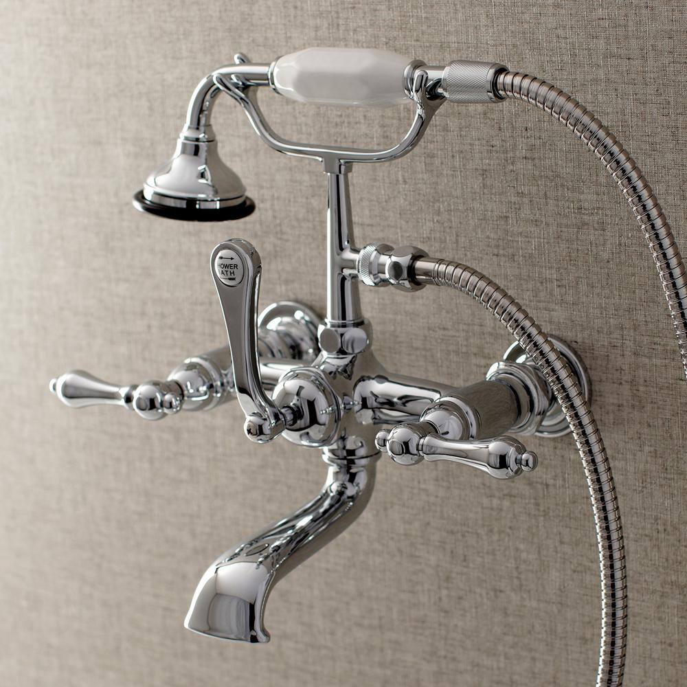 Kingston Brass Vintage 7 in. Center 3-Handle Claw Foot Tub Faucet with Handshower in Chrome HAE552T1