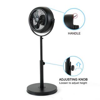 Amucolo 8 in. 3-Speed Industrial Retro Pedestal Fan Rotatable Stand Fan in Black with Adjustable Height YeaD-CYD0-VLHP