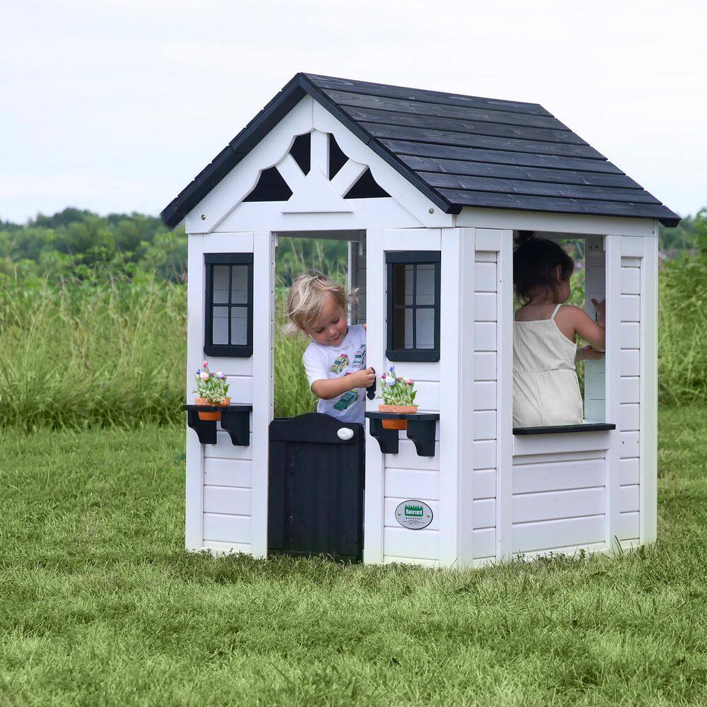 Backyard Discovery Sweetwater White Outdoor All Cedar Wooden Playhouse with Kitchen 2303010COM