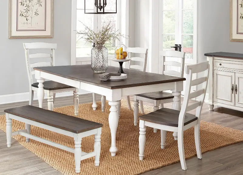 Bourbon County White Two-Tone 6 Piece Dining Set