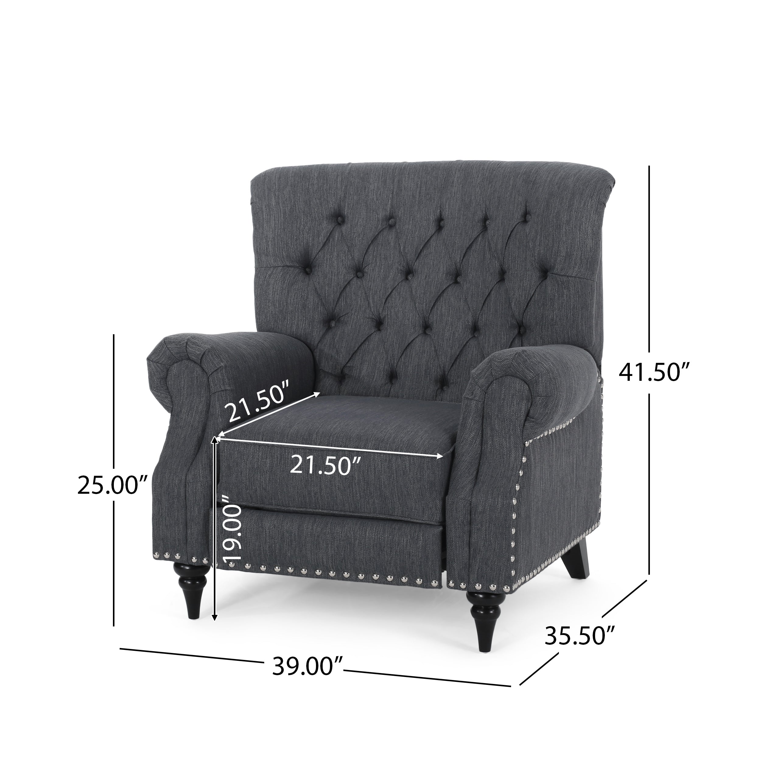 Chatau Contemporary Tufted Recliner with Nailhead Trim