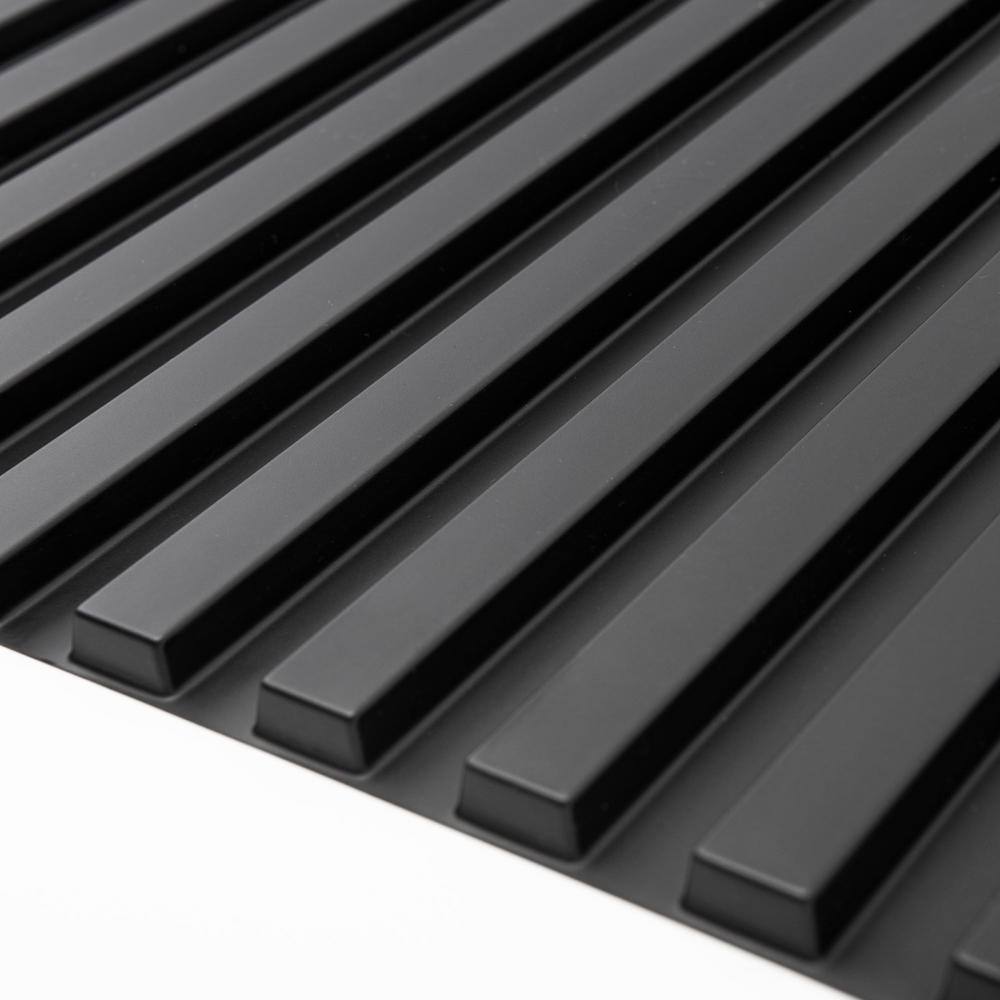 Art3d Slat Fluted Design 0.04 in. x 19.7 in. x 19.7 in. Black Square Edge Decorative 3D Wall Paneling (12 Pack) A10hd064BK