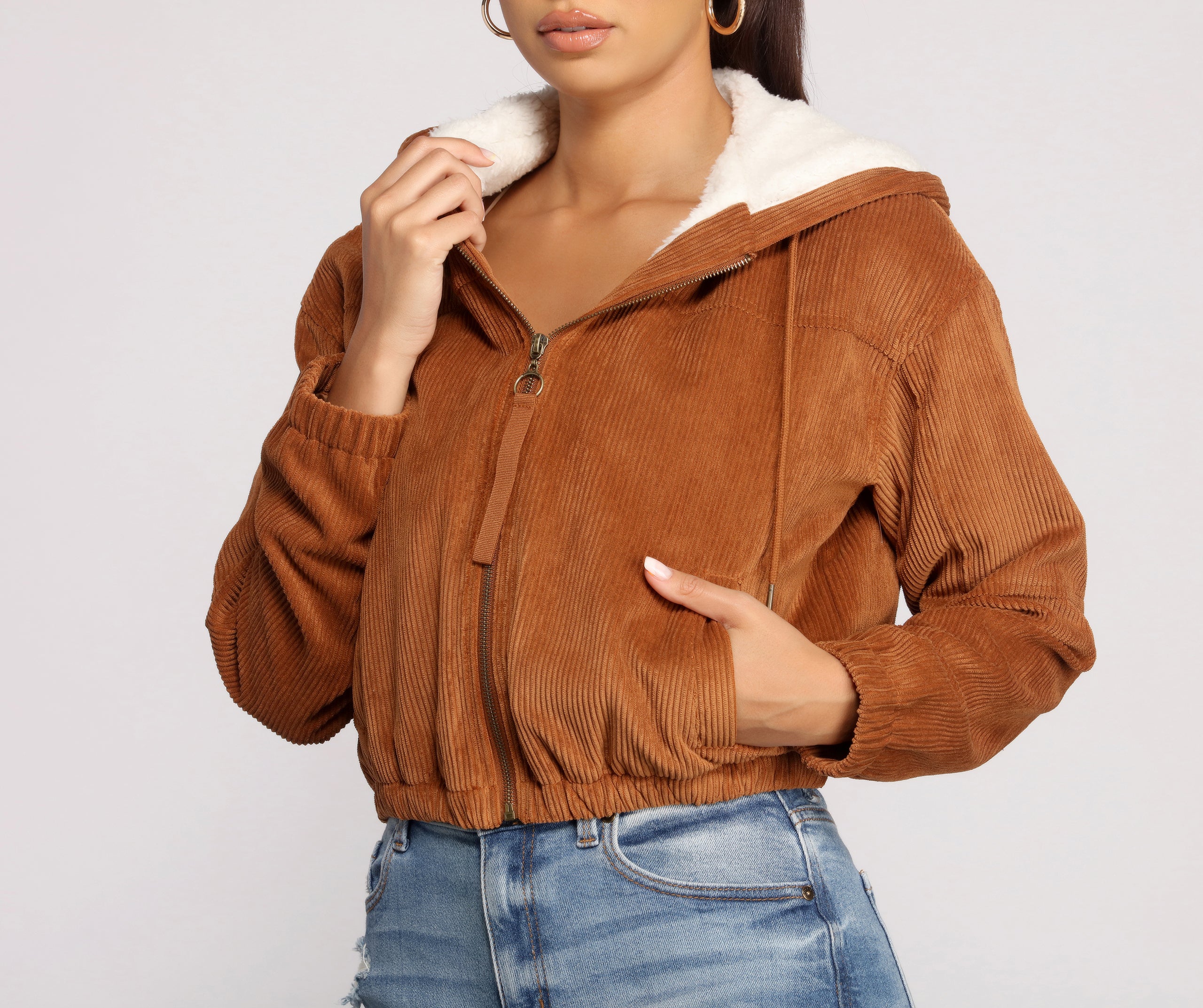 Corduroy Cutie Cropped Sherpa Jacket