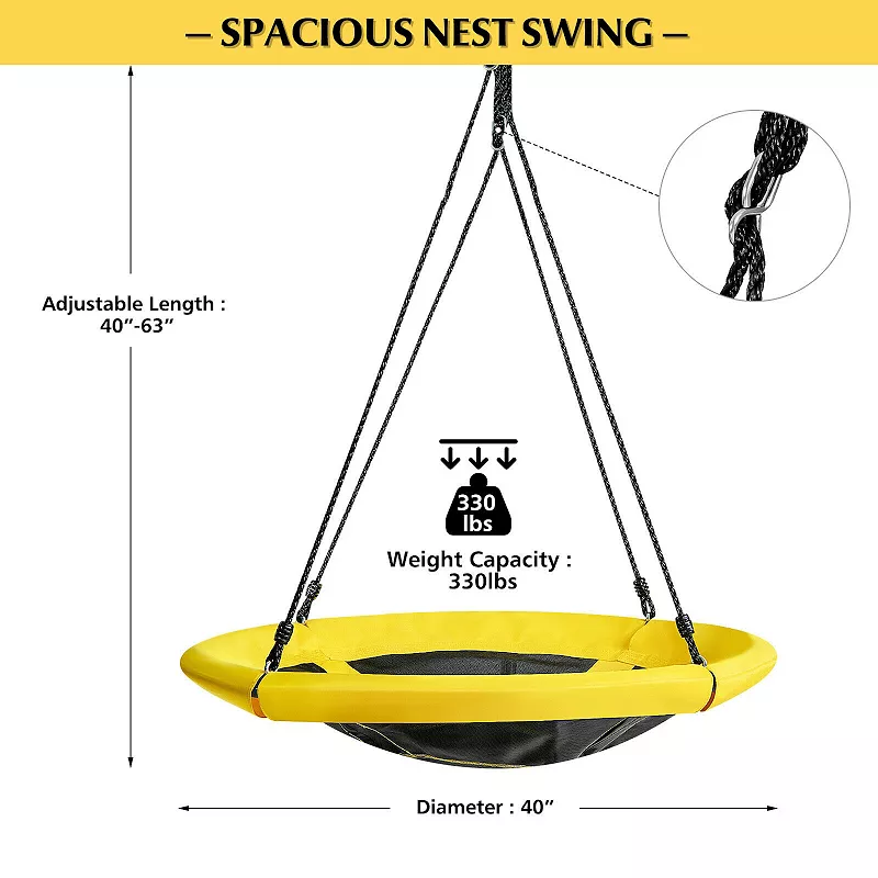 40 inch Nest Tree Outdoor Round Swing-Yellow