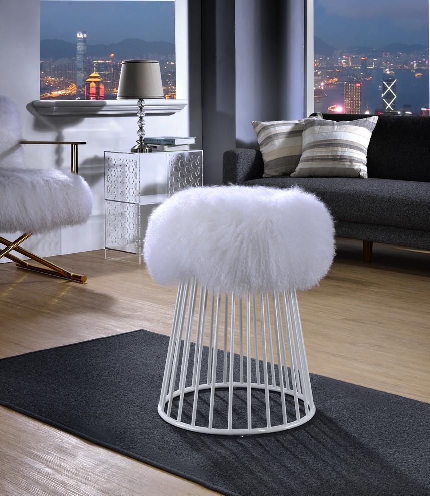 Sherpa Fur Round Ottoman   Contemporary   Footstools And Ottomans   by Totally Kids fun furniture  amptoys  Houzz