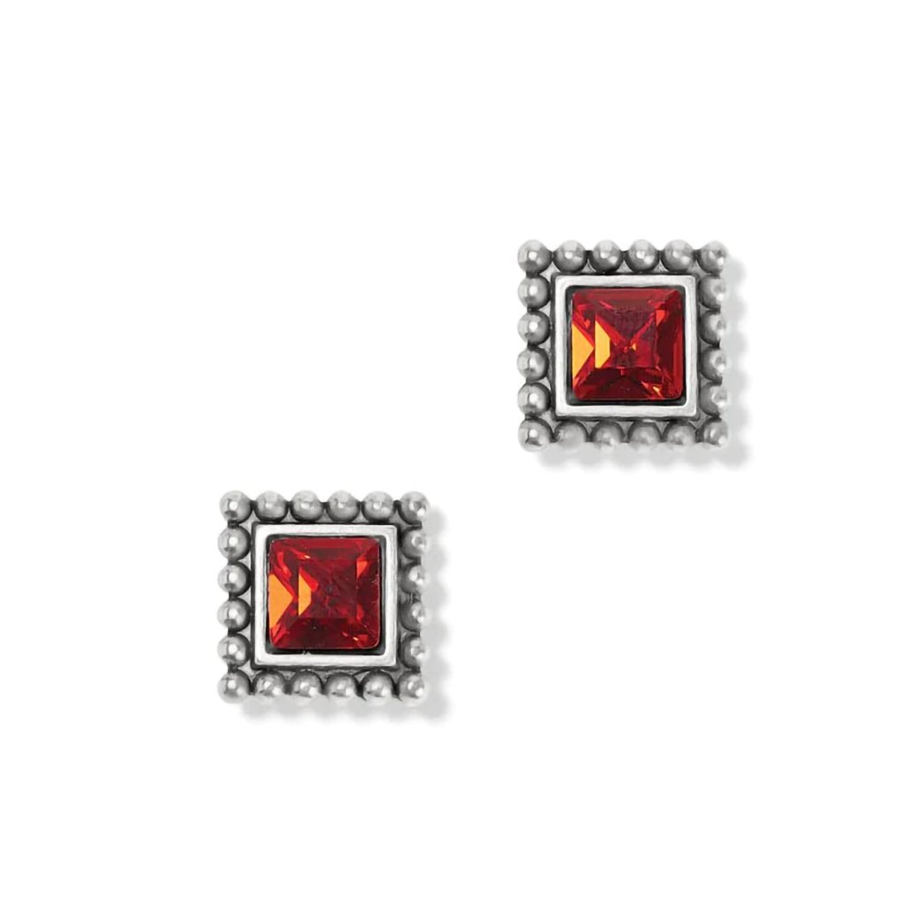 Brighton Sparkle Square Mini Post Earrings in Silver Red