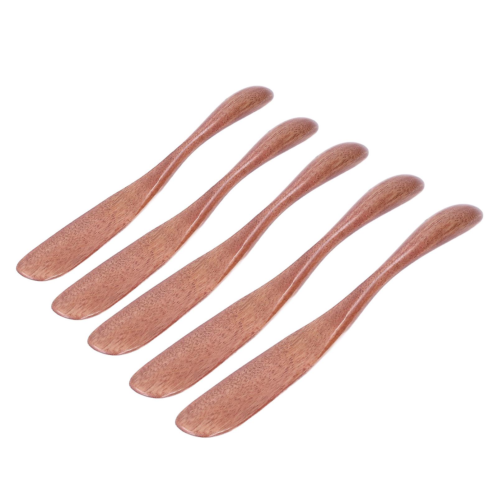 5pcs Wooden Butter Knife Jam Cheese Spreader Tableware For Japanese Style For Bread Facial Maskdark Paint Color