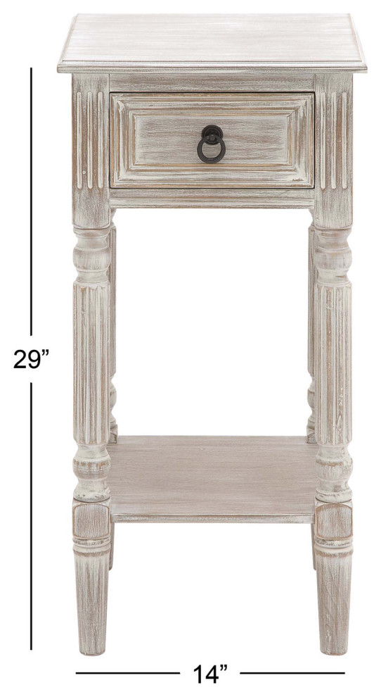 Farmhouse White Wood Accent Table 96325   French Country   Side Tables And End Tables   by Brimfield  ampMay  Houzz