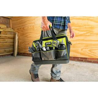 RYOBI ONE+ 18V 18-Gauge Cordless AirStrike Brad Nailer with 4.0 Ah Battery Charger and 16 in. Tool Bag P321K1N-STS603