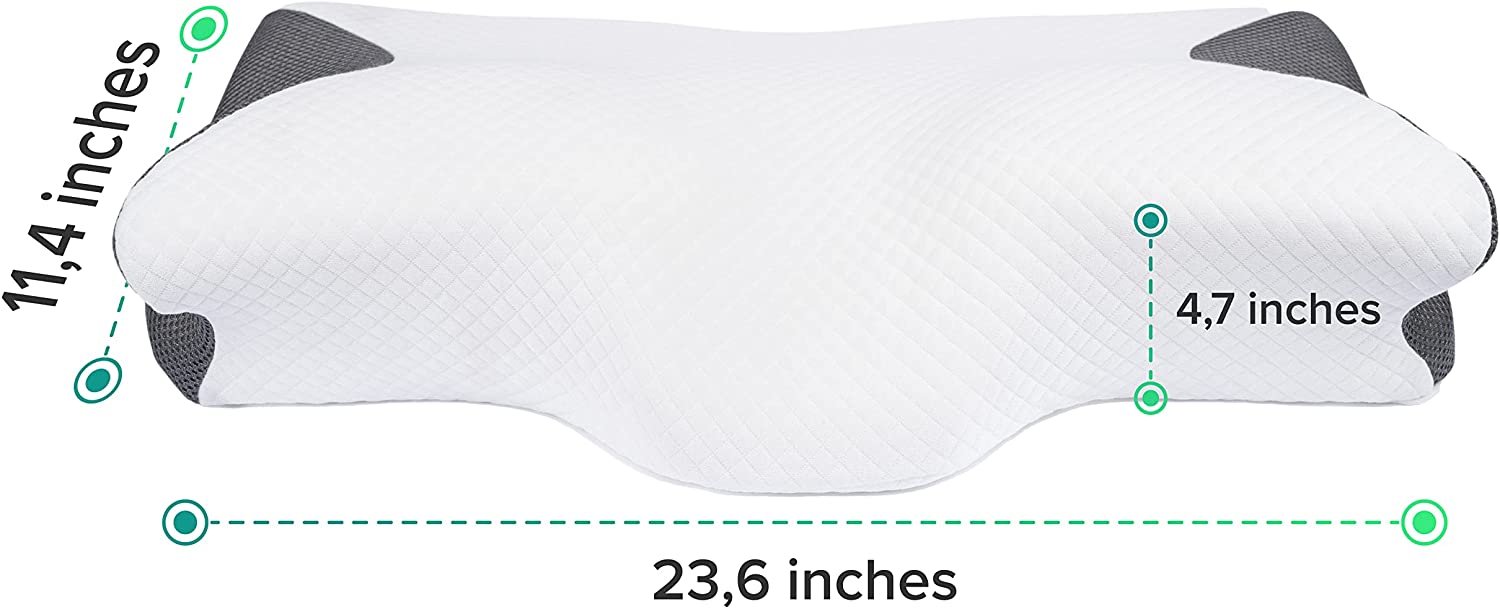 Cervical Memory Foam Carbon SnoreX Pillow, Standard Size Pillow with Breathable Cover, Anti-Snoring Orthopedic Pillow