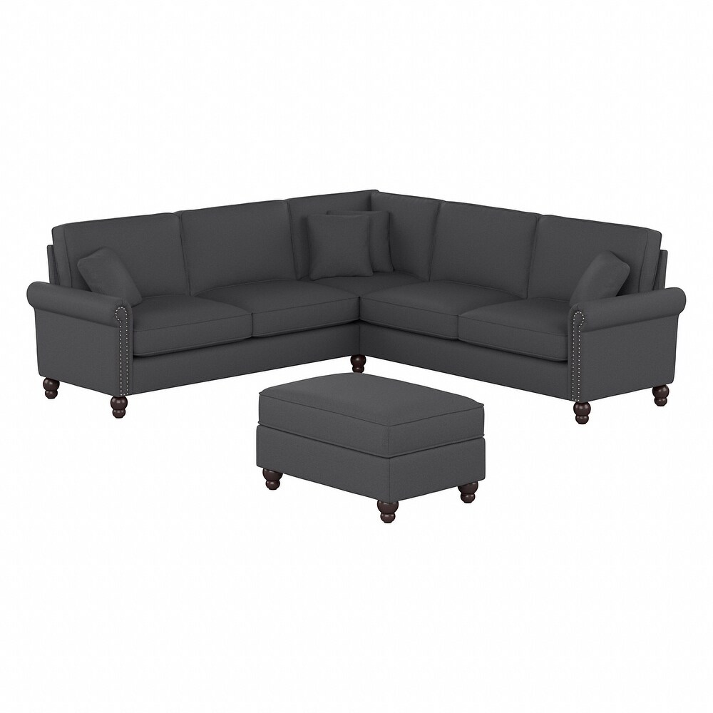 Coventry 99W L Shaped Sectional Couch with Ottoman by Bush Furniture