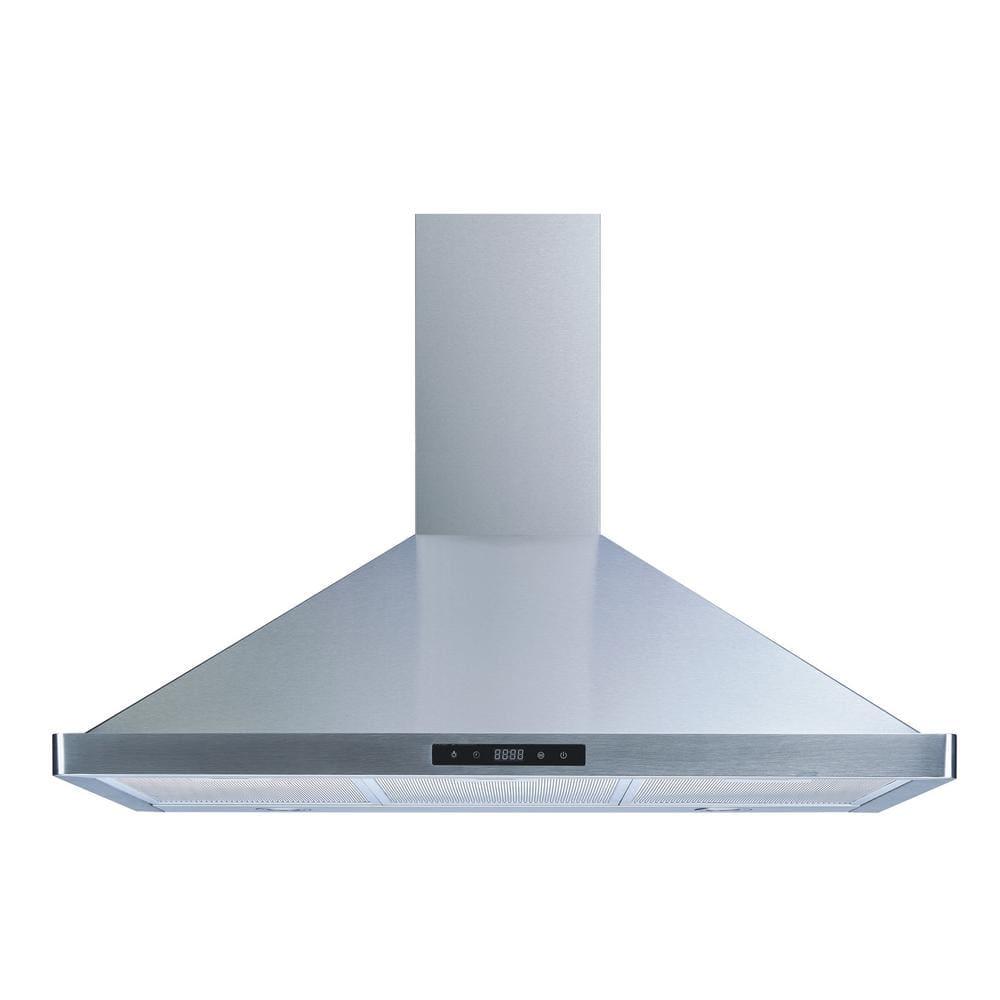 Winflo 36 in 475 CFM Convertible Wall Mount Range Hood in Stainless Steel with Mesh Filters and Touch Sensor Control