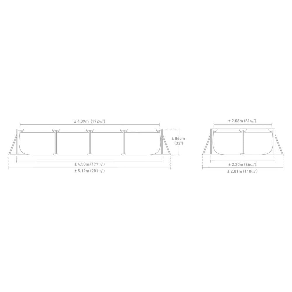 INTEX 14.75 ft. x 7.3 ft. x 33 in. Rectangular Frame Above Ground Swimming Pool, Blue 28273EH