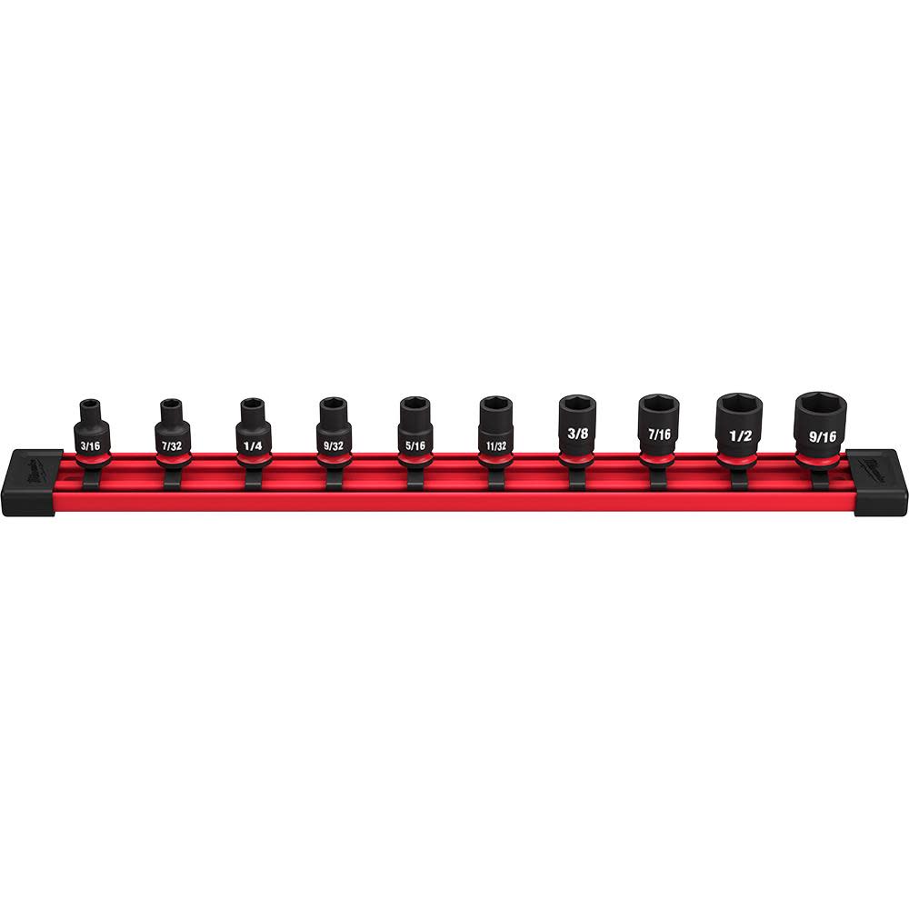 Milwaukee 10PC SHOCKWAVE Impact Duty Socket SAE Standard 6 Point Set 49-66-7000 from Milwaukee