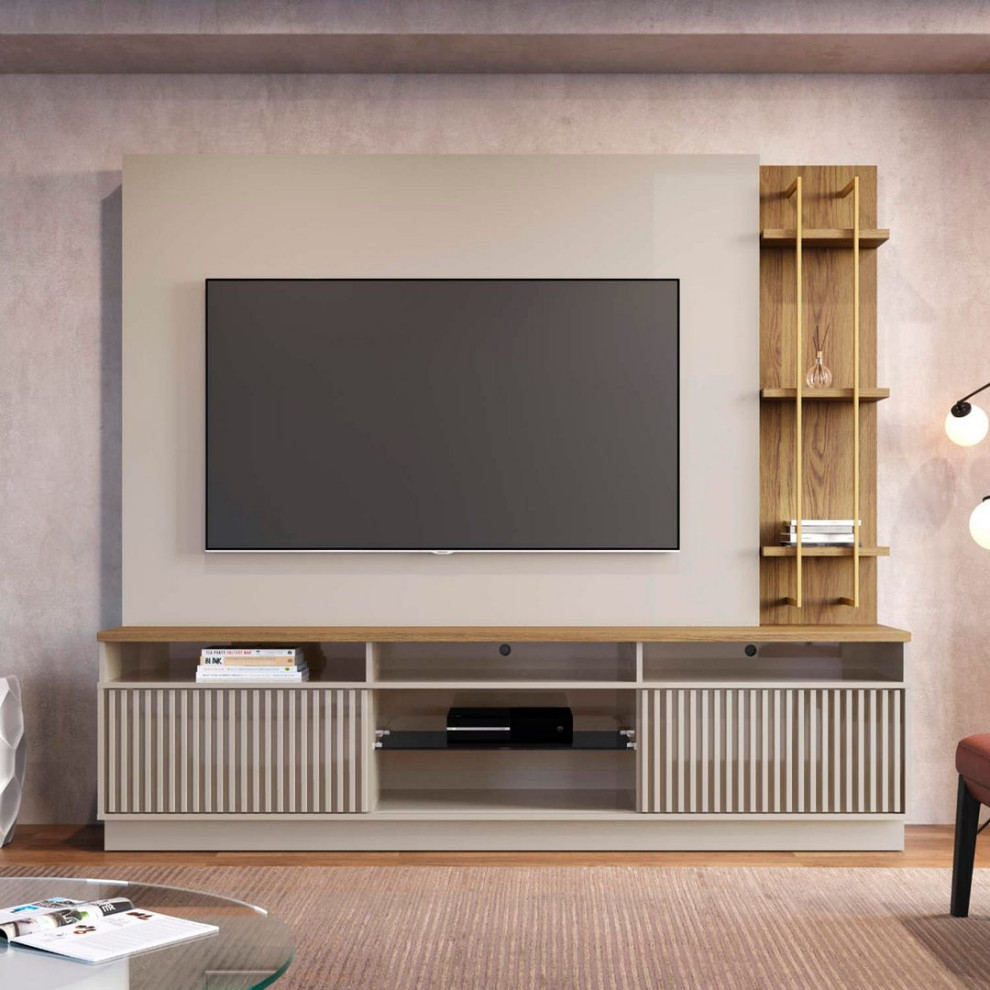 Manhattan Comfort Pomander Free Standing Entertainment Center  Decor Shelves   Transitional   Entertainment Centers And Tv Stands   by Manhattan Comfort  Houzz