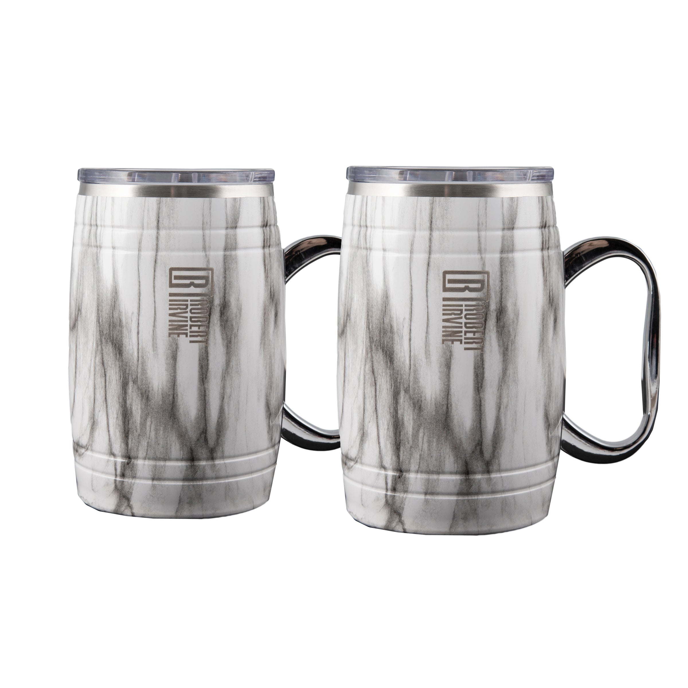 Robert Irvine 20 Oz Marble Beer Mugs, Set Of 2