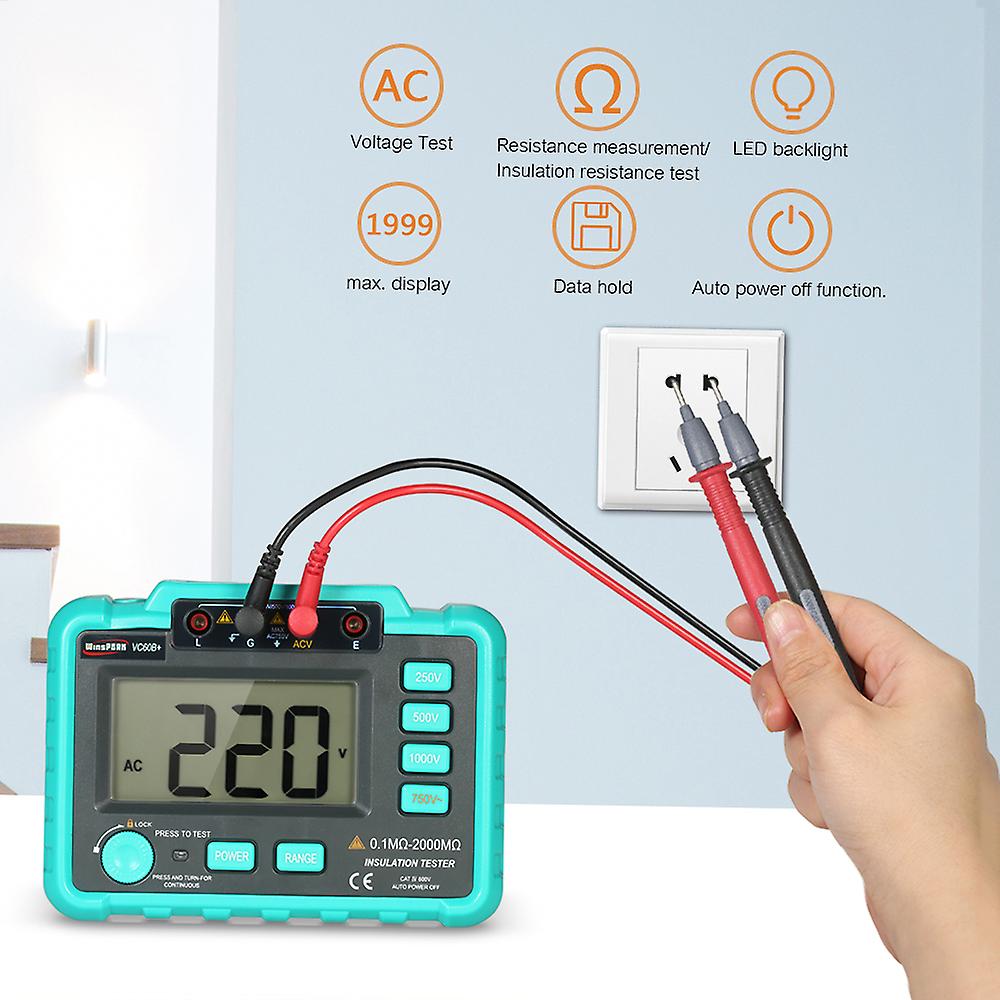 Winspeak Vc60b+ Lcd Digital Insulation Resistance Tester Megohm Meter Megohmmeter Dc250v/500v/1000v Ac750v No.291649