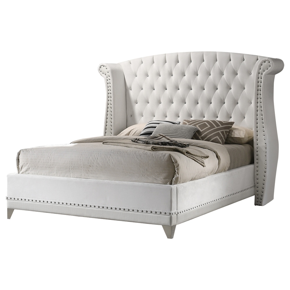 Coaster Furniture Barzini White Wingback Tufted Bed