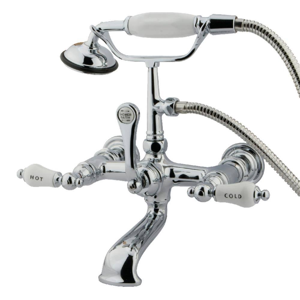 Kingston Brass Vintage 7 in. Center 3-Handle Claw Foot Tub Faucet with Handshower in Chrome HCC556T1