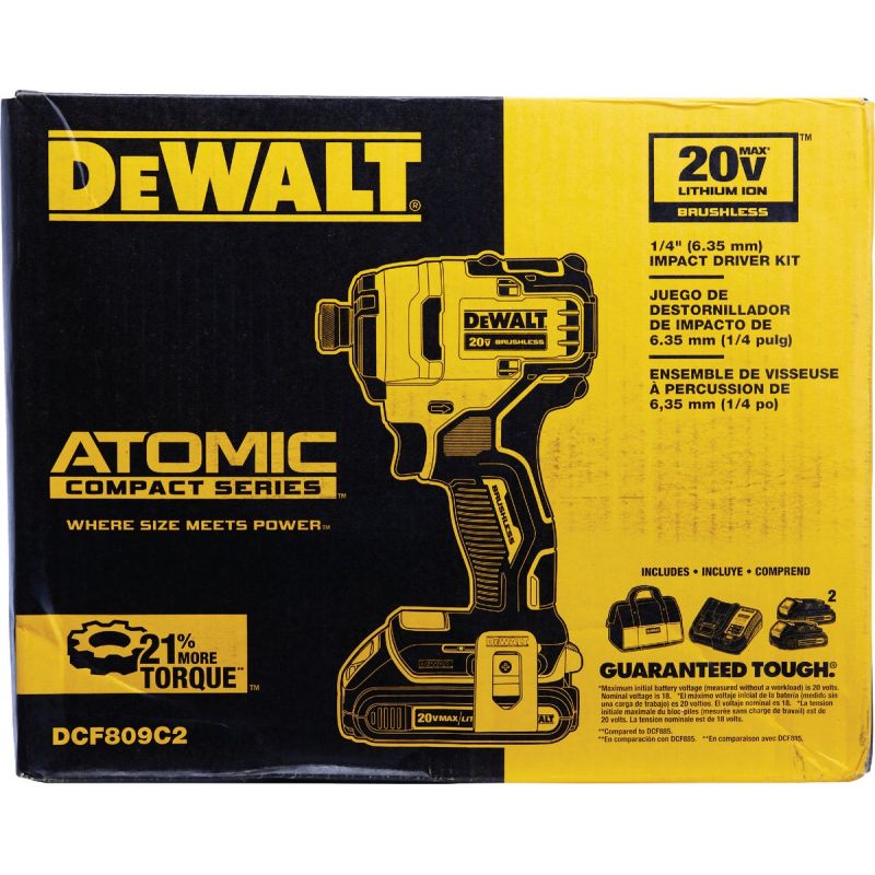 DW Atomic 20V MAX Lith-Ion Brushless Cordless Impact Driver Kit 1 4 In. Hex