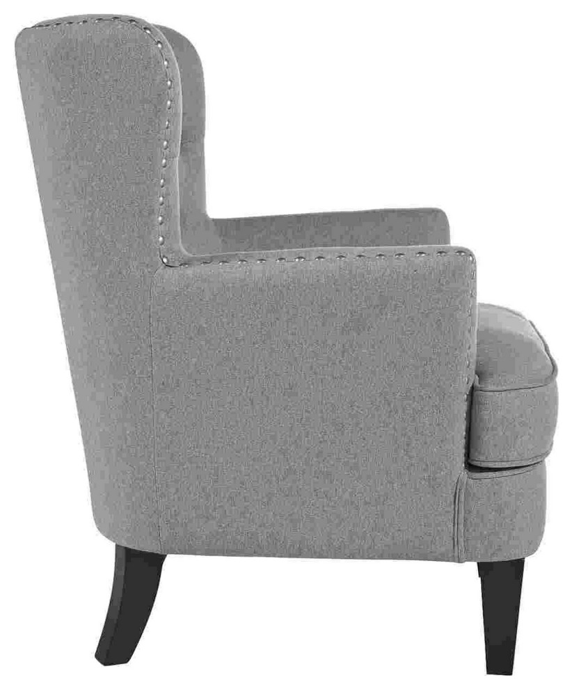 Benzara BM263435 Accent Chair With Diamond Tufted Back  Gray   Transitional   Armchairs And Accent Chairs   by Uber Bazaar  Houzz