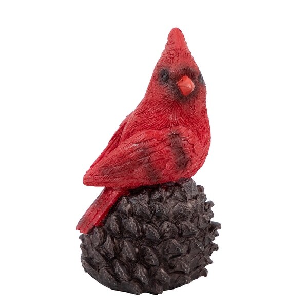 5.5 Red Cardinal Bird Sitting on a Pine Cone Christmas Figurine