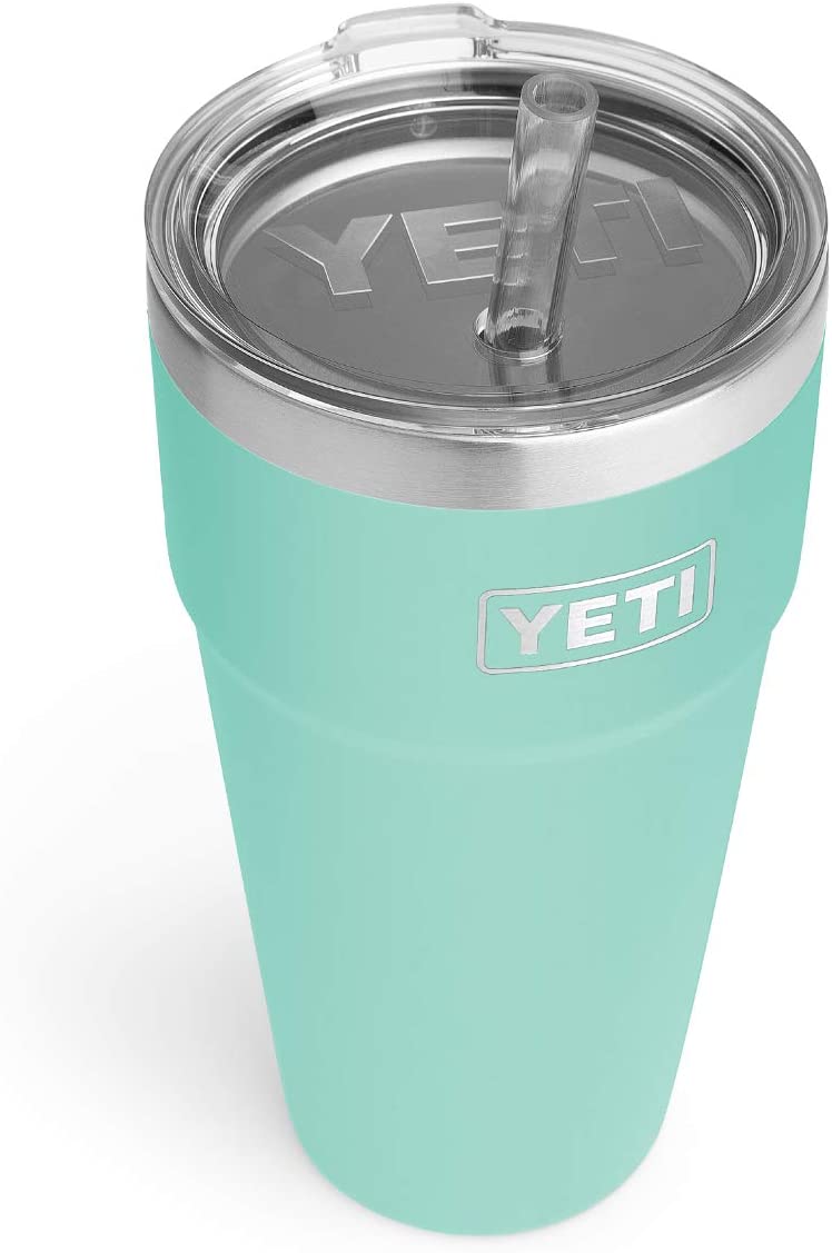 YETI Rambler 26 oz Straw Cup， Vacuum Insulated， Stainless Steel with Straw Lid， Seafoam