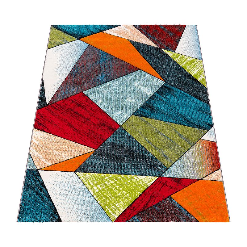 Colorful Area Rug With Modern Geometric Shapes in Multicolor