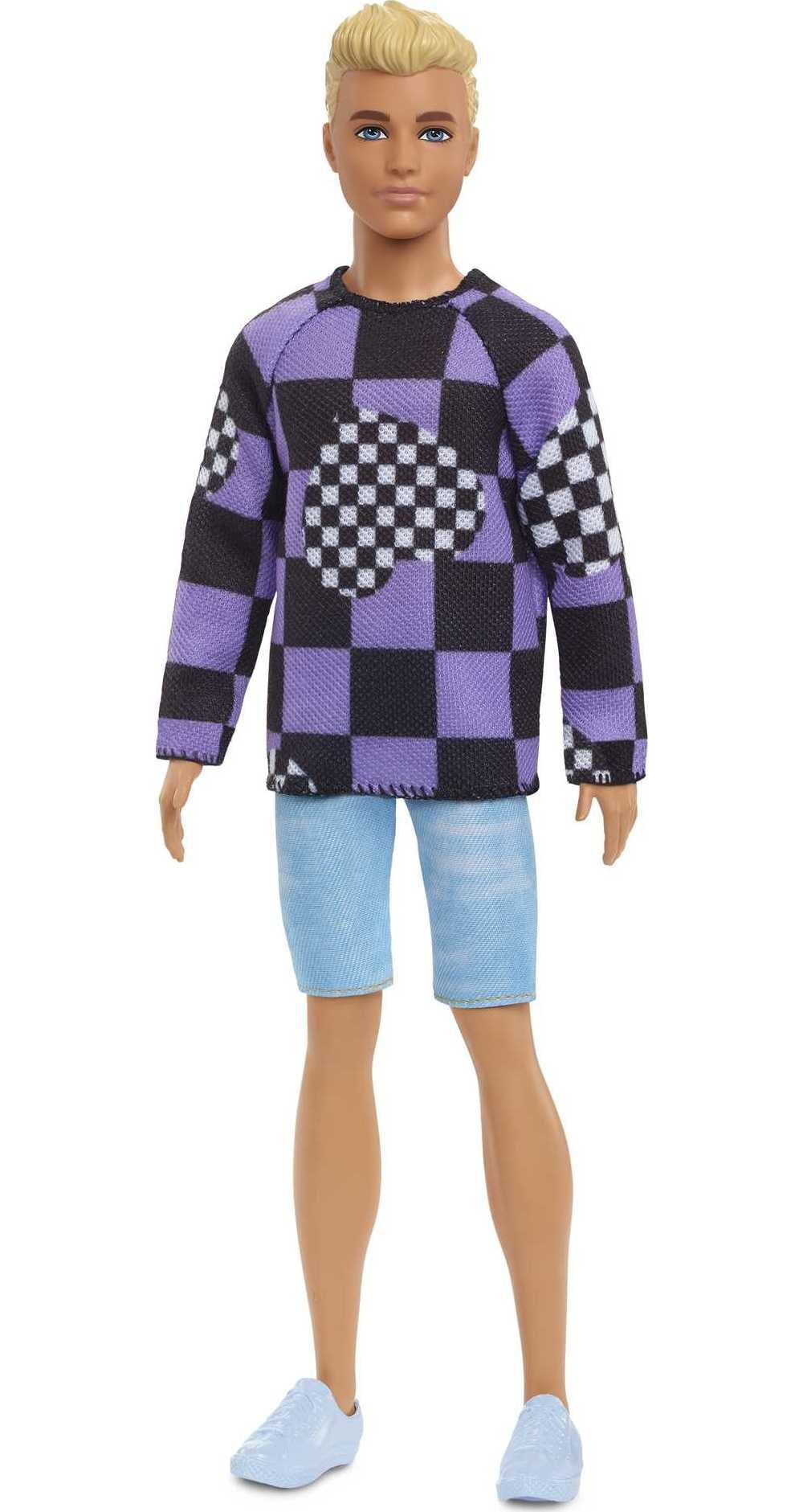 Barbie Fashionistas Ken Fashion Doll #191 in Checkered Sweater with Blonde Hair & Sneakers