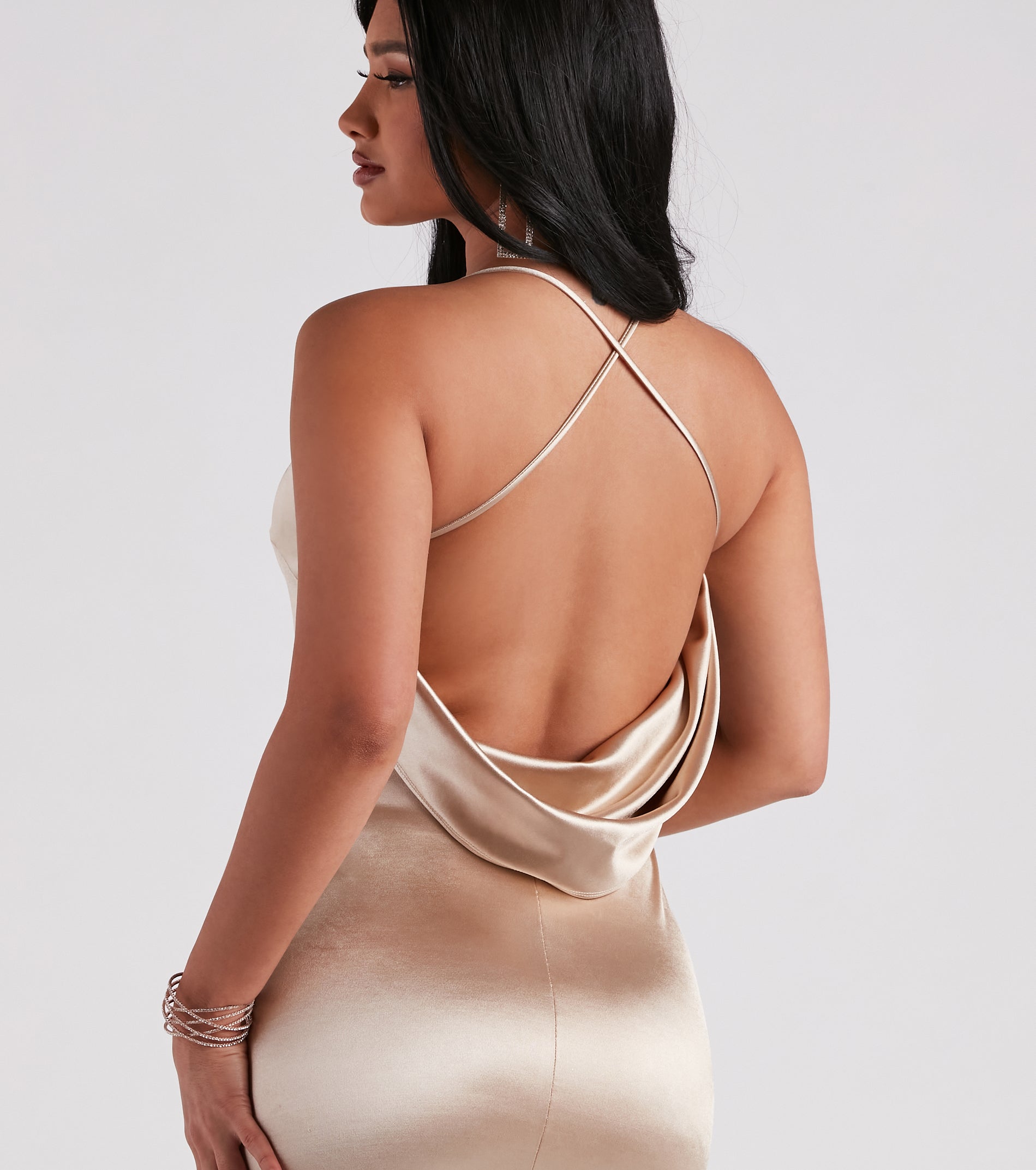 Ilya Satin Backless Mermaid Dress