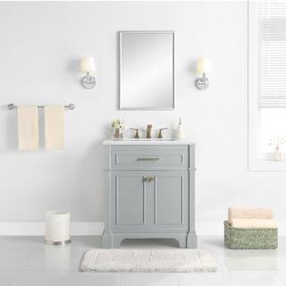 Home Decorators Collection Melpark 30 in. W x 22 in. D x 34.5 in. H Bath Vanity in Dove Gray with White Cultured Marble Top Melpark 30G