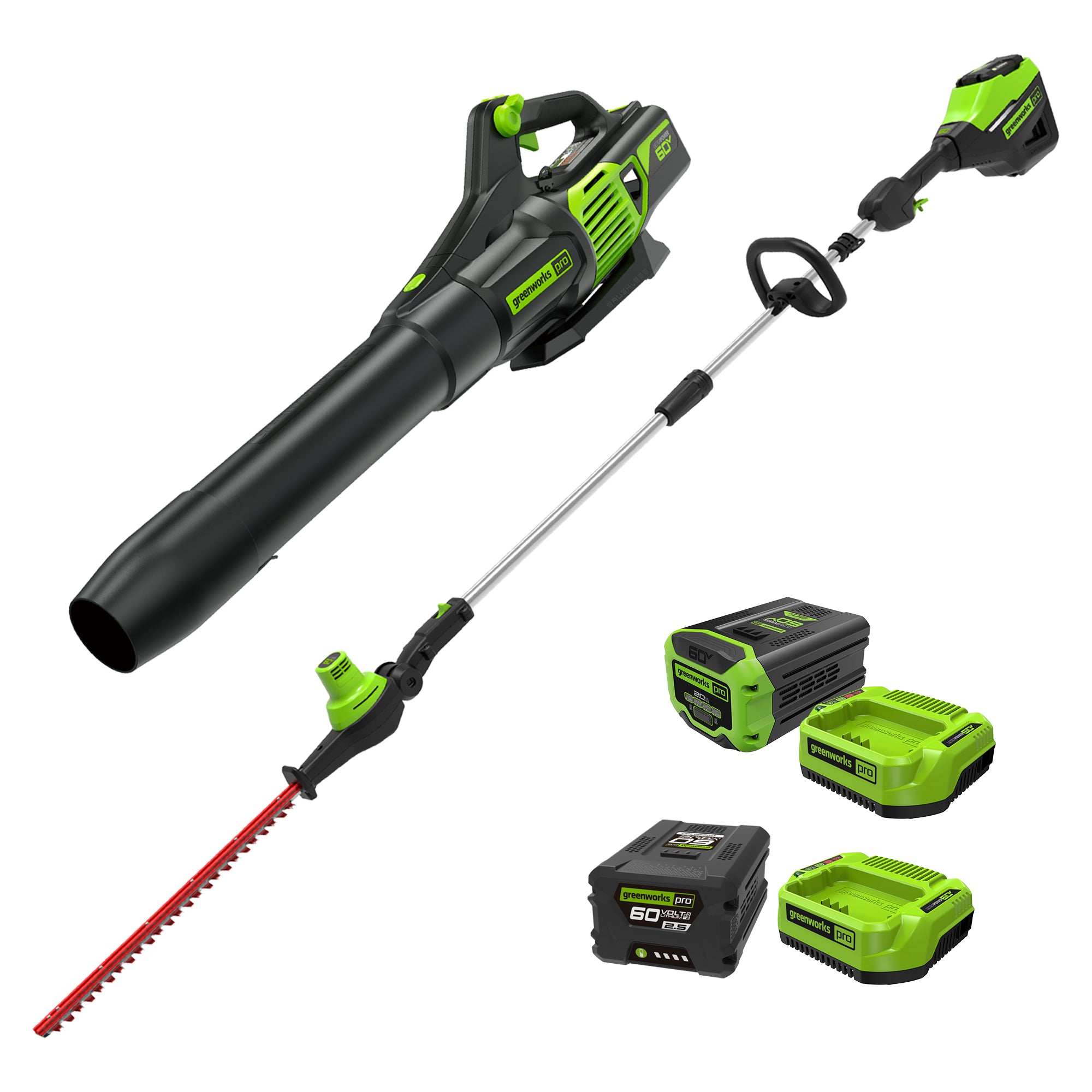 Pro 60V Pole Hedge Trimmer  Blower Kit | Greenworks Tools