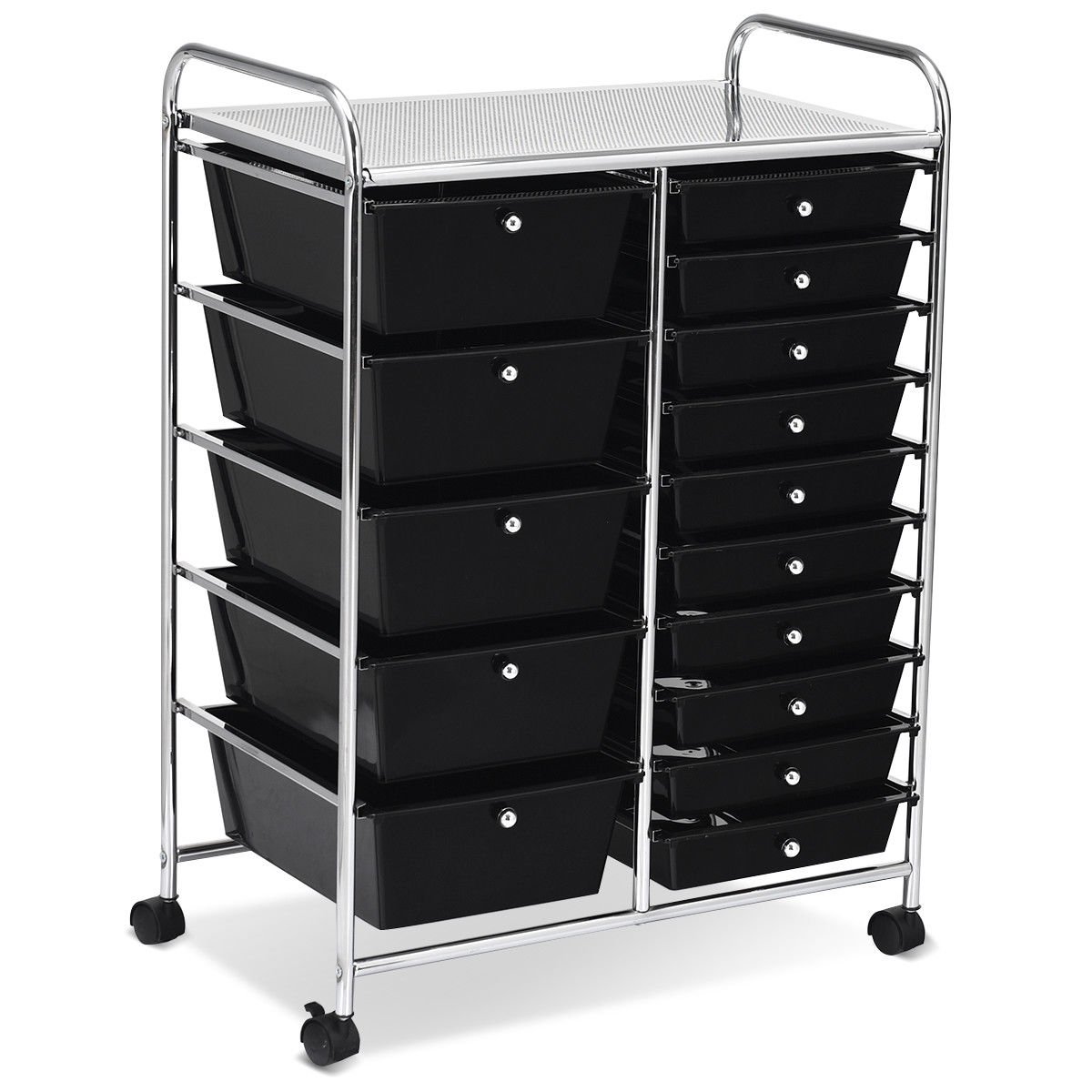 Costway 15-Drawer Rolling Organizer Cart Utility Storage Tools Scrapbook Paper Multi-Use