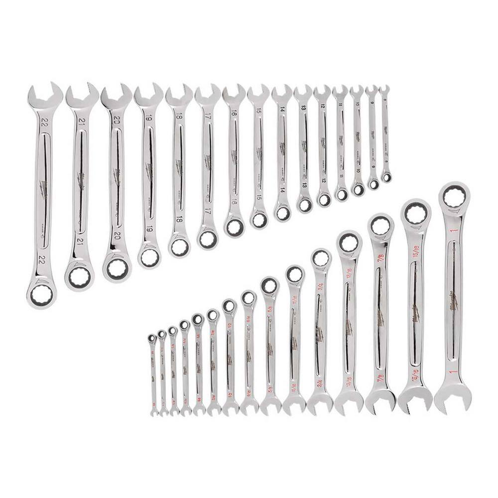 MW Ratcheting Combination SAE and Metric Wrench Mechanics Tool Set (30-Piece) 48-22-9516-48-22-9416