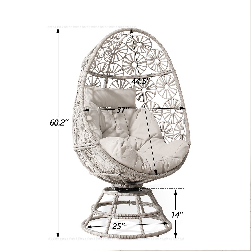 Wicker Egg Chair Nest Basket Swivel Egg Chair with Cushion